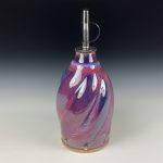 Handmade Ceramic Olive Oil Dispenser: Purple Red Twisty Stoneware Cruet - item 3743 - Image 2