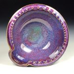 Handmade Ceramic Stoneware Spiral Deep Spoon Rest - Purple Red Glaze with Dotted Rim - item 3867 - Image 2