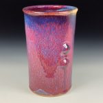 Handmade Stoneware Utensil Holder: Purple Red Glaze Bump Pottery Vase - item 3810 - Image 2