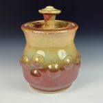 Handmade stoneware art ceramic pottery sugar jar - iron red with white ash bump item  3886 - Image 2