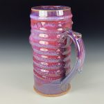 Large Handmade Stoneware Coffee Mug: Purple Red Glaze, Bamboo Wiggle - item 3731 - Image 2