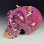 Handmade Stoneware Wheel-Thrown Skull Sculpture: Red Art Pottery Decoration - item 3879 - Image 5