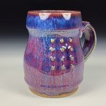 Handmade Ceramic Coffee Mug:  Purple Red Slip Trail Dot Bamboo Stoneware Pottery - item  3848 - Image 3