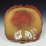 Handmade ceramic stoneware pottery - decorative wall handing sculpture - iron red with white ash turtle shell 3636 - Image 2