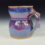 Handmade Stoneware Coffee Mug: Purple Glaze, Slip Trail Dotted Pottery Tea Mug - item 3664 - Image 2