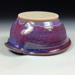 Handmade Ceramic Stoneware Spiral Deep Spoon Rest - Purple Red Glaze with Dotted Rim - item 3869 - Image 3