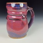 Handmade Stoneware Coffee Mug: Dark Red Purple Glaze, Bump - item 3631