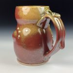 Handmade Ceramic Coffee Mug: Iron Red with White Ash Bamboo Slip Bump Stoneware Pottery - item 3787 - Image 2
