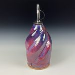 Handmade Ceramic Olive Oil Dispenser: Purple Red Twisty Stoneware Cruet - item 3756 - Image 2