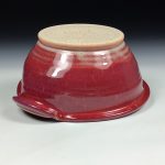 Handmade Ceramic Stoneware Spiral Deep Spoon Rest - Deep Red Glaze with Dotted Rim - item 3868 - Image 3