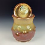 Handmade stoneware art ceramic pottery sugar jar - iron red with white ash bump item  3886 - Image 3