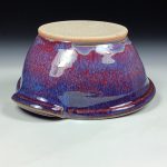 Handmade Ceramic Stoneware Spiral Deep Spoon Rest - Purple Red Glaze with Dotted Rim - item 3876 - Image 3