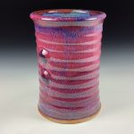 Handmade Stoneware Utensil Holder: Red Glaze Bump Pottery Vase - item 3836 - Image 3