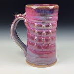 Handmade Stoneware Coffee Mug: Purple Red Glaze, Slip Dotted Bump Wiggle Pottery Tea Mug - item 3796