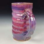 Handmade Stoneware Coffee Mug: Purple Red Glazed with Wiggle Ceramic Pottery - Item 3861 - Image 2