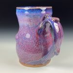 Handmade Stoneware Coffee Mug: Purple Red Bamboo Slip Bump, Twisted - item 3767 - Image 2
