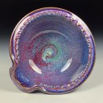Handmade Ceramic Stoneware Spiral Deep Spoon Rest - Purple Red Glaze with Dotted Rim -  item 3866 - Image 2