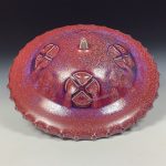 Handmade stoneware art abstract ceramic sculptures pottery decoration UFO - Red wheel thrown enclosed form altered sculpture - item 3822 - Image 2