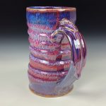 Handmade Stoneware Coffee Mug: Purple Red Glazed with Wiggle Ceramic Pottery - item 3856 - Image 2