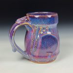 Handmade Ceramic Coffee Mug:  Purple Red Slip Trail Dot Bamboo Stoneware Pottery -  item 3865