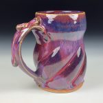 Handmade Stoneware Coffee Mug: Purple Red Glaze, Twisted - item 3765
