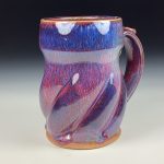 Handmade Stoneware Coffee Mug: Purple Red Glaze, Twisted - item 3765 - Image 3