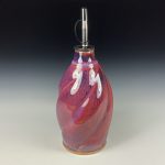 Handmade Ceramic Olive Oil Dispenser: Purple Red Twisty Stoneware Cruet - item 3747 - Image 2