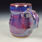 Handmade Ceramic Coffee Mug:  Purple Red Slip Trail Dot Bamboo Stoneware Pottery - item  3848 - Image 2