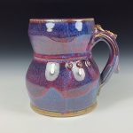 Handmade Stoneware Coffee Mug: Purple Glaze, Slip Trail Dotted Pottery Tea Mug - item 3659