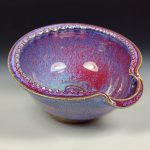 Handmade Ceramic Stoneware Spiral Deep Spoon Rest - Purple Red Glaze with Dotted Rim - item 3871