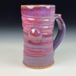 Handmade Stoneware Coffee Mug: Purple Red Glaze, Slip Dotted Bump Wiggle Pottery Tea Mug - item 3796 - Image 3