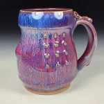 Handmade Ceramic Coffee Mug:  Purple Red Slip Trail Dot Bamboo Stoneware Pottery - item  3849 - Image 3