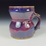 Handmade Stoneware Coffee Mug: Purple Glaze, Slip Trail Dotted Pottery Tea Mug - item 3658