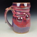 Handmade Stoneware Coffee Mug: Dark Red Purple Glaze, Bump - item 3631 - Image 2
