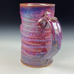 Handmade Stoneware Coffee Mug: Purple Red Glaze, Slip Dotted Bump Wiggle Pottery Tea Mug - item 3798 - Image 2