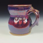 Handmade Stoneware Coffee Mug: Purple Glaze, Slip Trail Dotted Pottery Tea Mug - item 3662 - Image 2