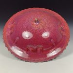 Handmade stoneware art abstract ceramic sculptures pottery decoration UFO - Red wheel thrown enclosed form altered sculpture - item 3821 - Image 2
