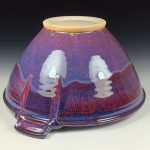 Handmade ceramic artisanal pottery bowls dinnerware stoneware serving bowls centerpiece - Large purple with handles 3686 - Image 3