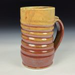 Handmade Stoneware Coffee Mug: Iron Red with White Ash Glaze, Wiggle Pottery Tea Mug - item 3853 - Image 3