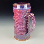 Big Handmade Stoneware Coffee Mug: Purple Red Glaze, Slip Dotted Bump Pottery Tea Mug  - item 3725 - Image 2