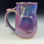 Handmade Ceramic Coffee Mug: Purple Red Bamboo Slip Bump Stoneware Pottery- item 3780