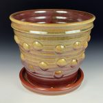 Handmade Ceramic Stoneware Pottery Planter - Iron Red with White Ash Bump - item  3884 - Image 2