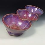 Handmade ceramic artisanal pottery bowls dinnerware stoneware serving bowls - Purple tri-bowl 3818