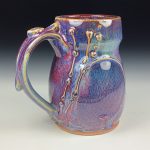 Handmade Stoneware Coffee Mug: Purple Red Glaze, Bamboo Bump Pottery Tea Mug - item 3760