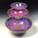 Handmade ceramic artisanal pottery bowls dinnerware stoneware serving bowls - Purple tri-bowl 3819 - Image 2