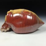 Handmade Stoneware Wheel-Thrown Skull Sculpture: Iron Red with White Ash Art Pottery Decoration - item 3828 - Image 3
