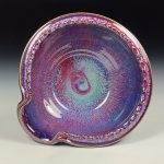 Handmade Ceramic Stoneware Spiral Deep Spoon Rest - Purple Red Glaze with Dotted Rim - item 3877 - Image 2