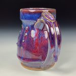 Handmade Stoneware Coffee Mug: Purple Red Glaze, Slip Dotted Pottery Tea Mug  item 3854 - Image 2