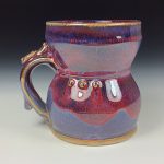 Handmade Stoneware Coffee Mug: Purple Glaze, Slip Trail Dotted Pottery Tea Mug - item 3658 - Image 2