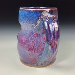 Handmade Stoneware Coffee Mug: Purple Red Glaze, Slip Dotted Bump Pottery Tea Mug-  item 3859 - Image 2